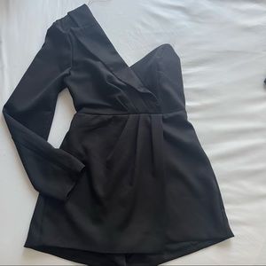 Vestique one sleeve black romper